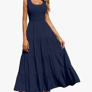 PRETTYGARDEN Women's 2025 Casual Loose Plain Maxi Sundress Smocked Tank Dress Sl